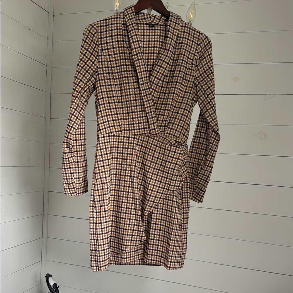 Versona Plaid Long Sleeve Business Dress